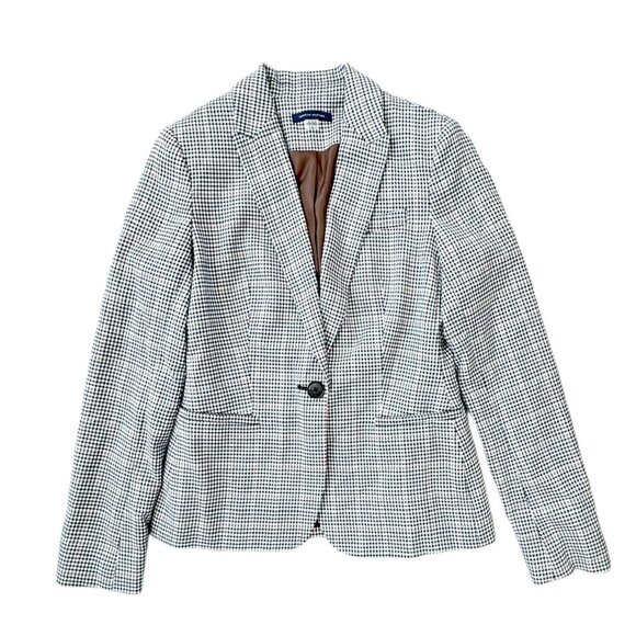 Tommy Hilfiger Women's Houndstooth Blazer Jacket Size 0 Black/White/Brown NWOT - Picture 1 of 9